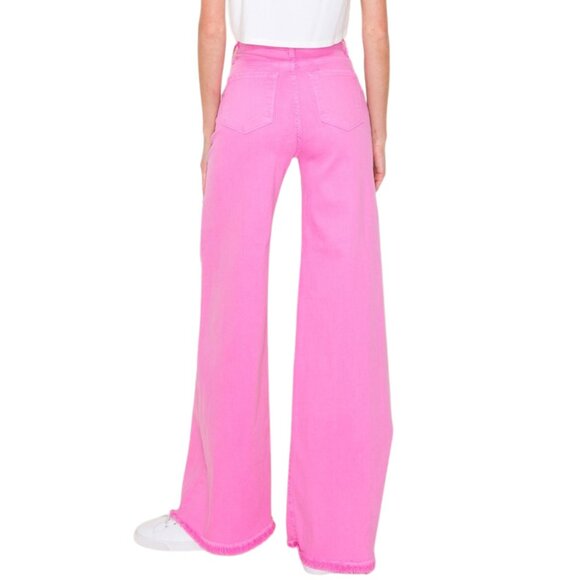 Fuchsia Wash Premium Denim Front Seam High Waist Flare Leg - Picture 2 of 4